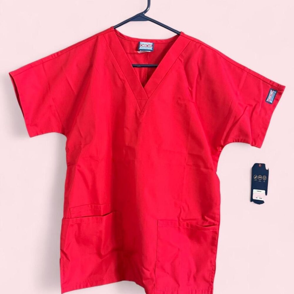 Unisex XXS Authentic Cherokee Workwear Red Scrub Top